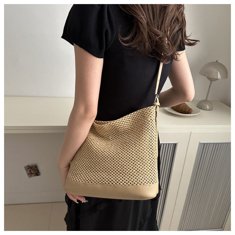 Sac de plage d'été en paille tressée