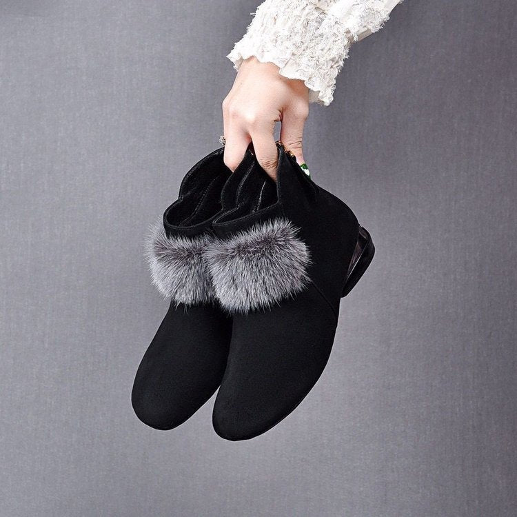 Bottes Velboa artificielles à fermeture éclair arrière