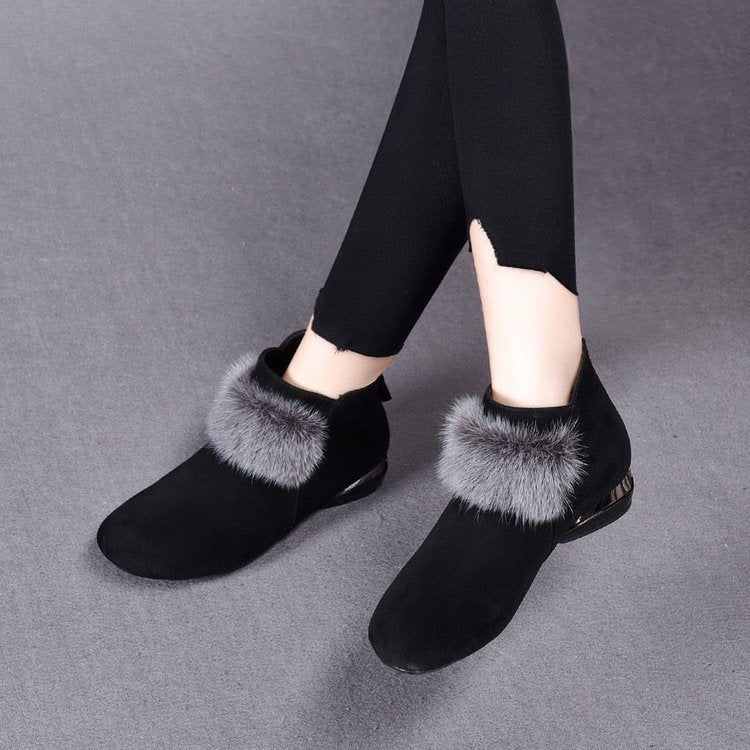 Bottes Velboa artificielles à fermeture éclair arrière