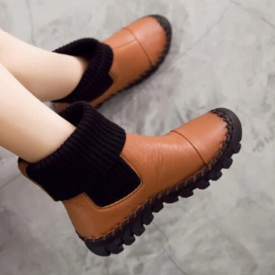 Bottes plates en cuir pour femmes