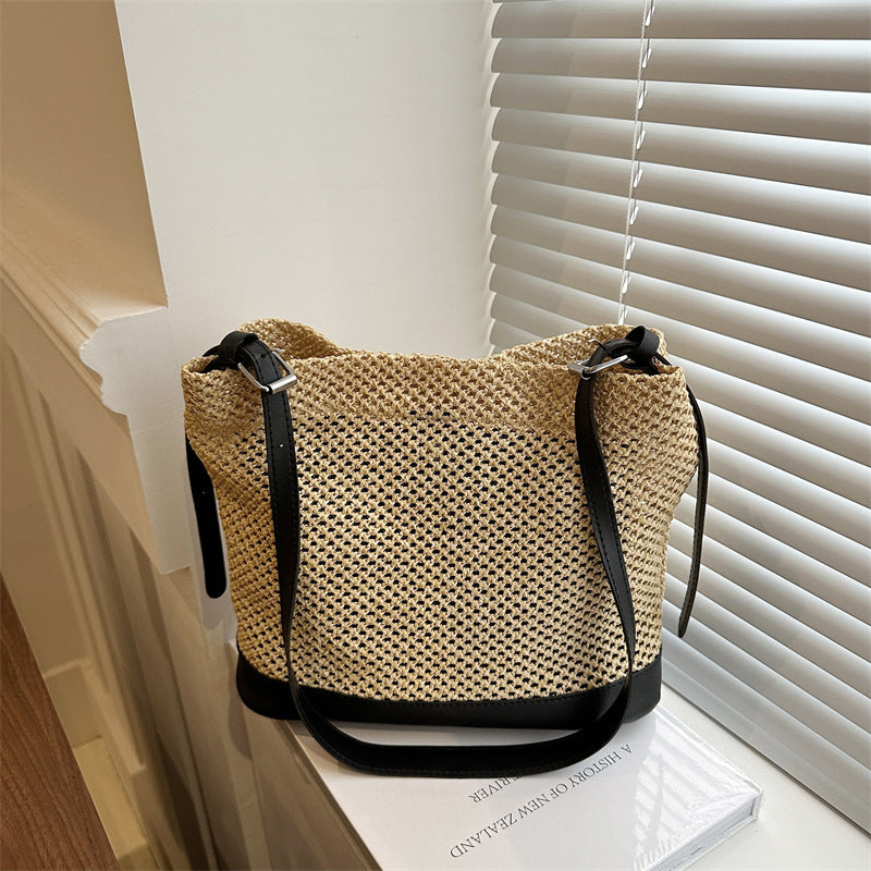 Sac de plage d'été en paille tressée