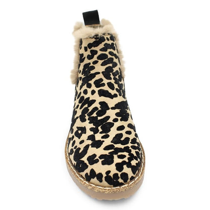bottes léopard en daim pour femmes