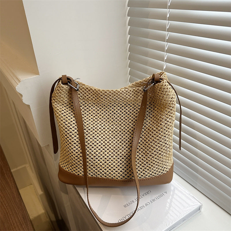 Sac de plage d'été en paille tressée