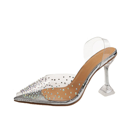 Chaussures transparentes à talons hauts et strass