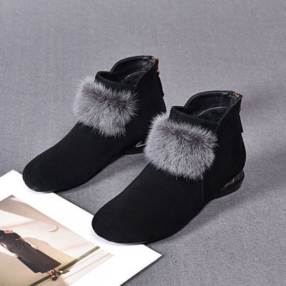 Bottes Velboa artificielles à fermeture éclair arrière