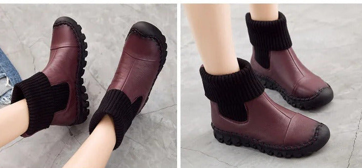 Bottes plates en cuir pour femmes