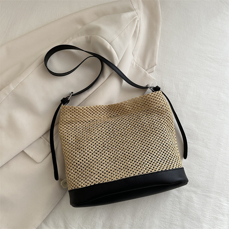 Sac de plage d'été en paille tressée